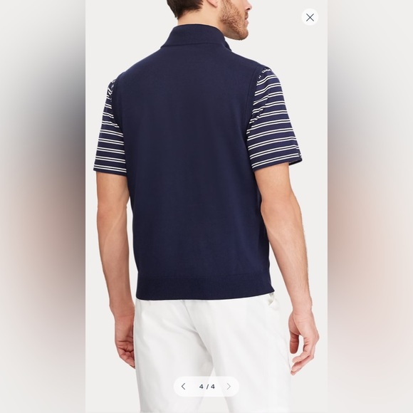 Polo Golf Ralph Lauren Pima Cotton 1/4 Zip Sweater Vest – Navy, Size M - Picture 3 of 8